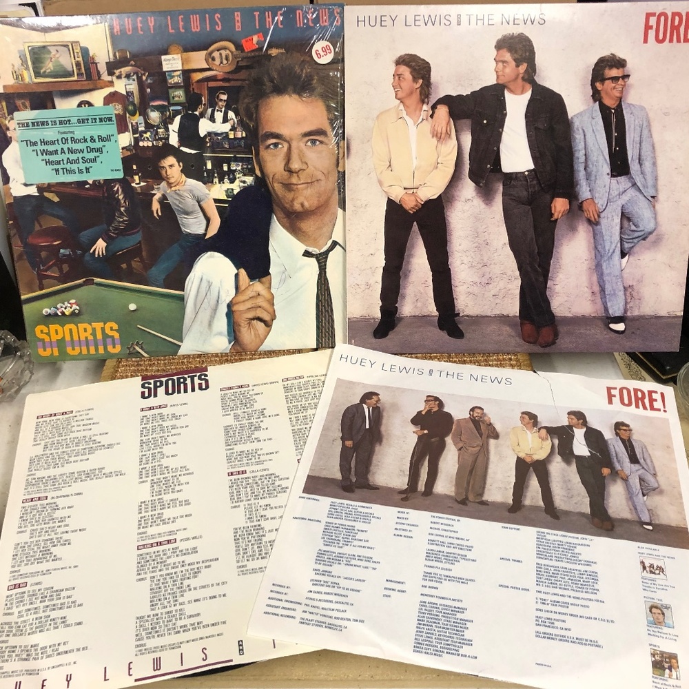 Huey Lewis & The News Sports & Fore! Vinyl LP Records VG Lot of 2
